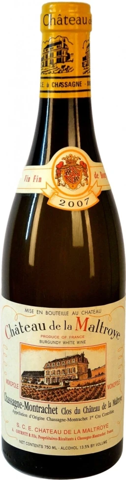 Вино Chassagne Montrachet AOC 1er Cru Clos du Chateau de la Maltroye Blanche, 2007