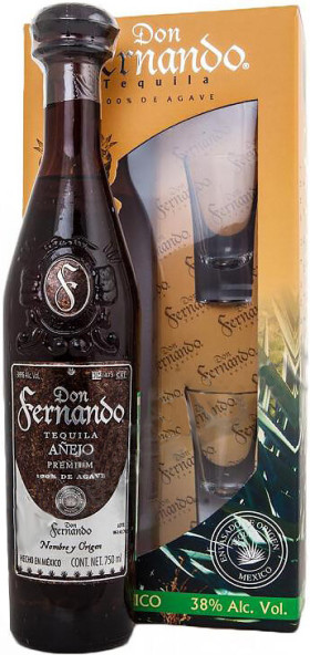 Текила Don Fernando Anejo gift box with 2 shots 0.75 л