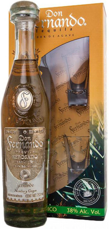 Текила Don Fernando Reposado gift box with 2 shots 0.75 л