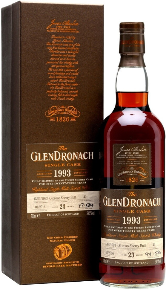 Виски Glendronach Single Cask Oloroso Sherry Butt 23 Years Old 1993 gift box 700 мл