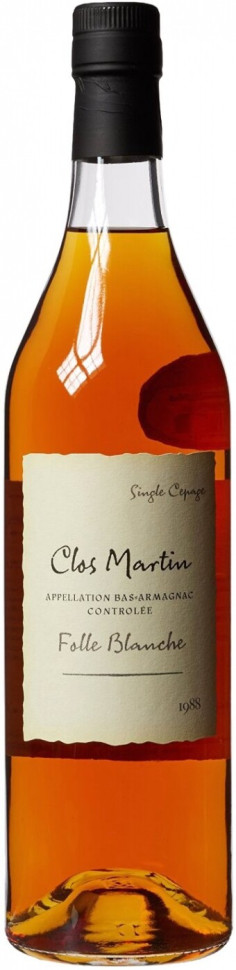 Арманьяк Clos Martin Folle Blanche Bas-Armagnac AOC 1988 700 мл