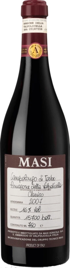 Вино Masi, Campolongo di Torbe, Amarone della Valpolicella Classico, 2007